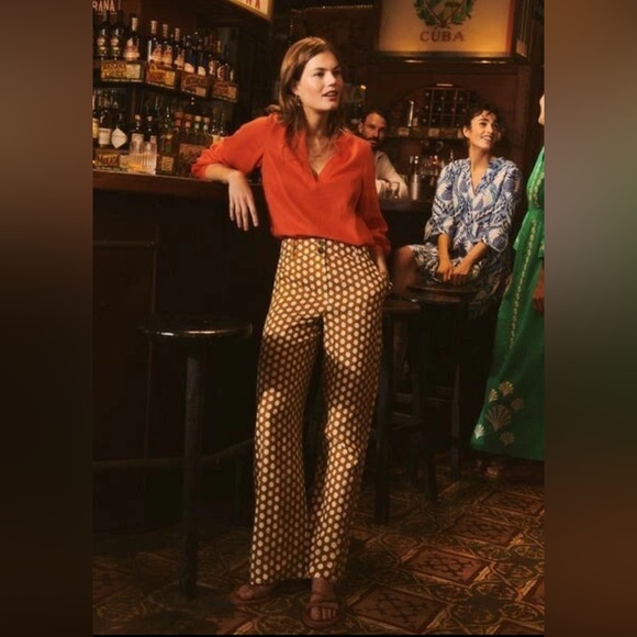 Boden Westbourne Linen Wide Leg Pant | Honeycomb Pattern | 2P - Picture 2 of 13